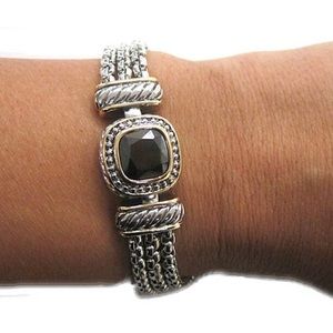 Jet Black Square Crystal Bracelet, Boutique